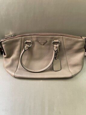 Authentic Prada Vitello Daino Leather Satchel Tote Bag Argilla Taupe